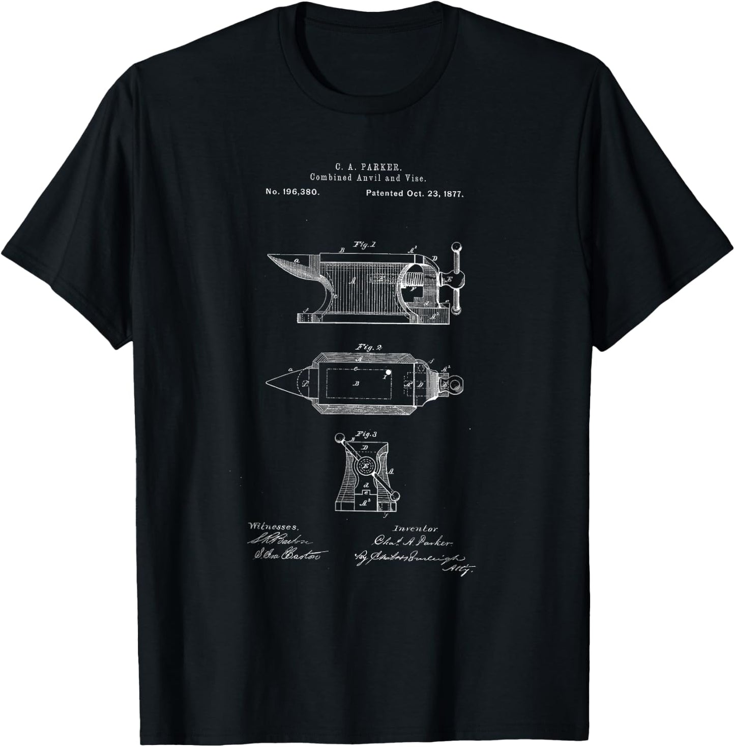 Antique Blacksmith Anvil Patent Print T-Shirt - T-Shirt | Black
