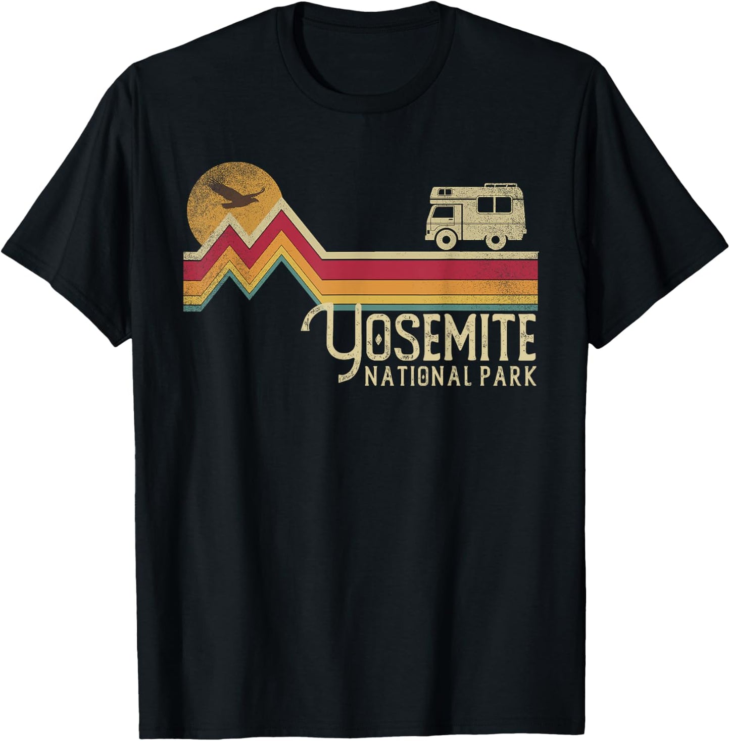 Yosemite National Park Retro Style Vintage California T-Shirt - T-Shirt | Black