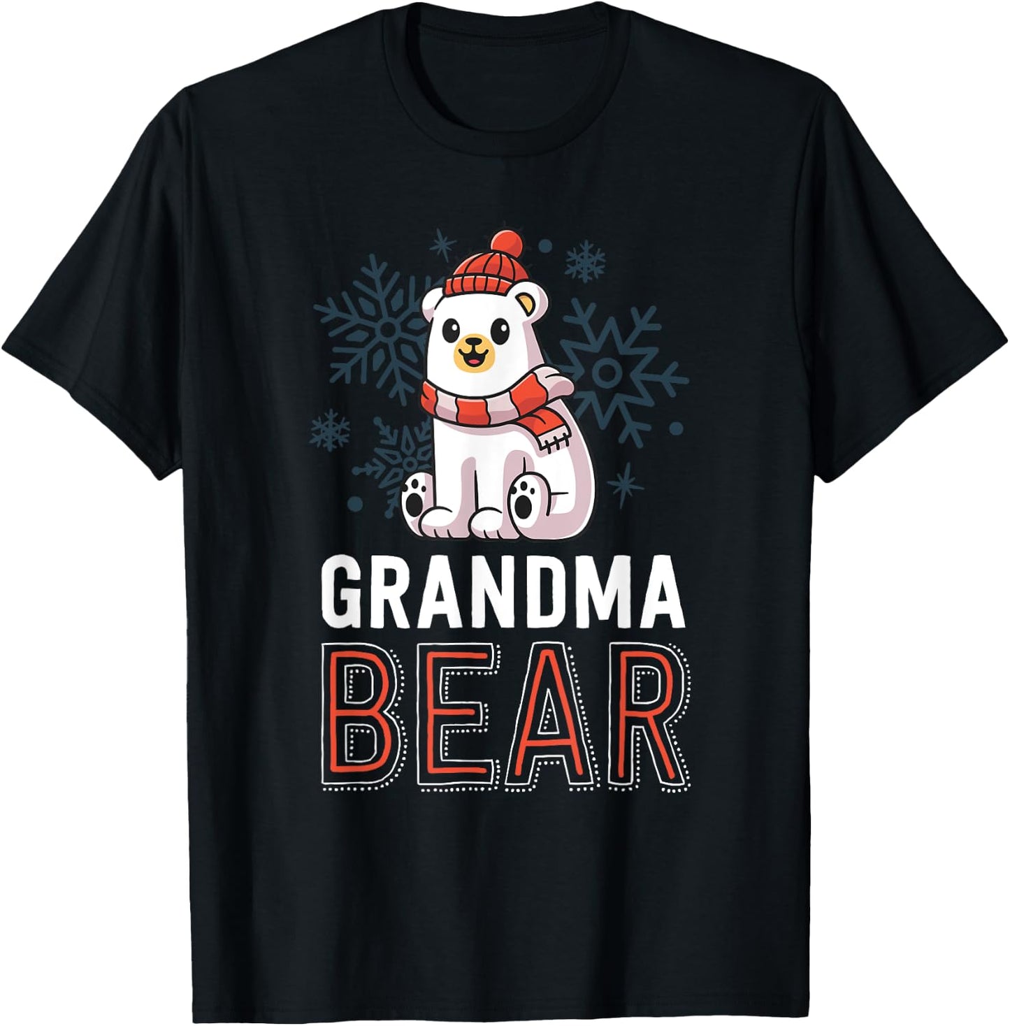 Grandma Bear Family Christmas Shirt Polar Bear Holiday Xmas T-Shirt - T-Shirt | Black
