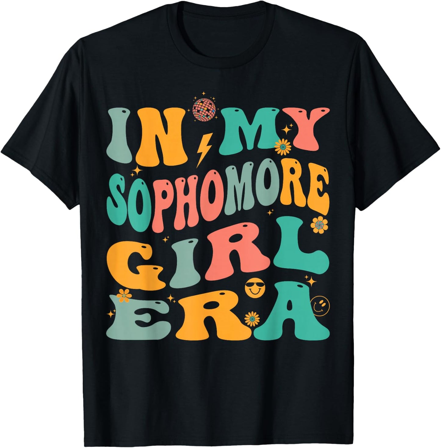 Retro Sophomore Girl Groovy T-Shirt - T-Shirt | Black