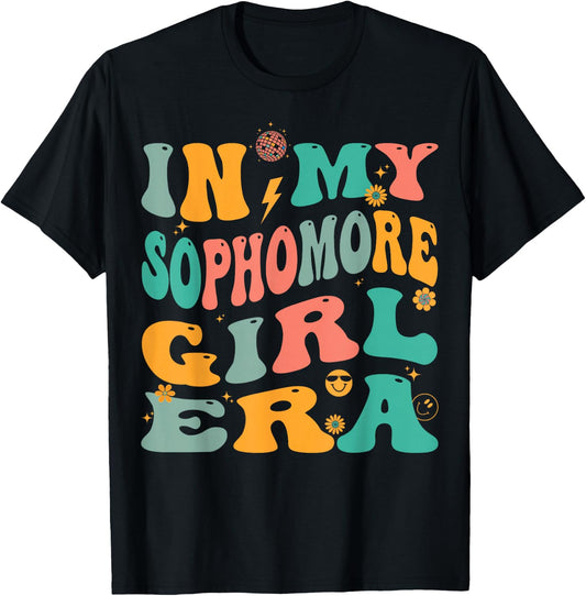 Retro Sophomore Girl Groovy T-Shirt - T-Shirt | Black