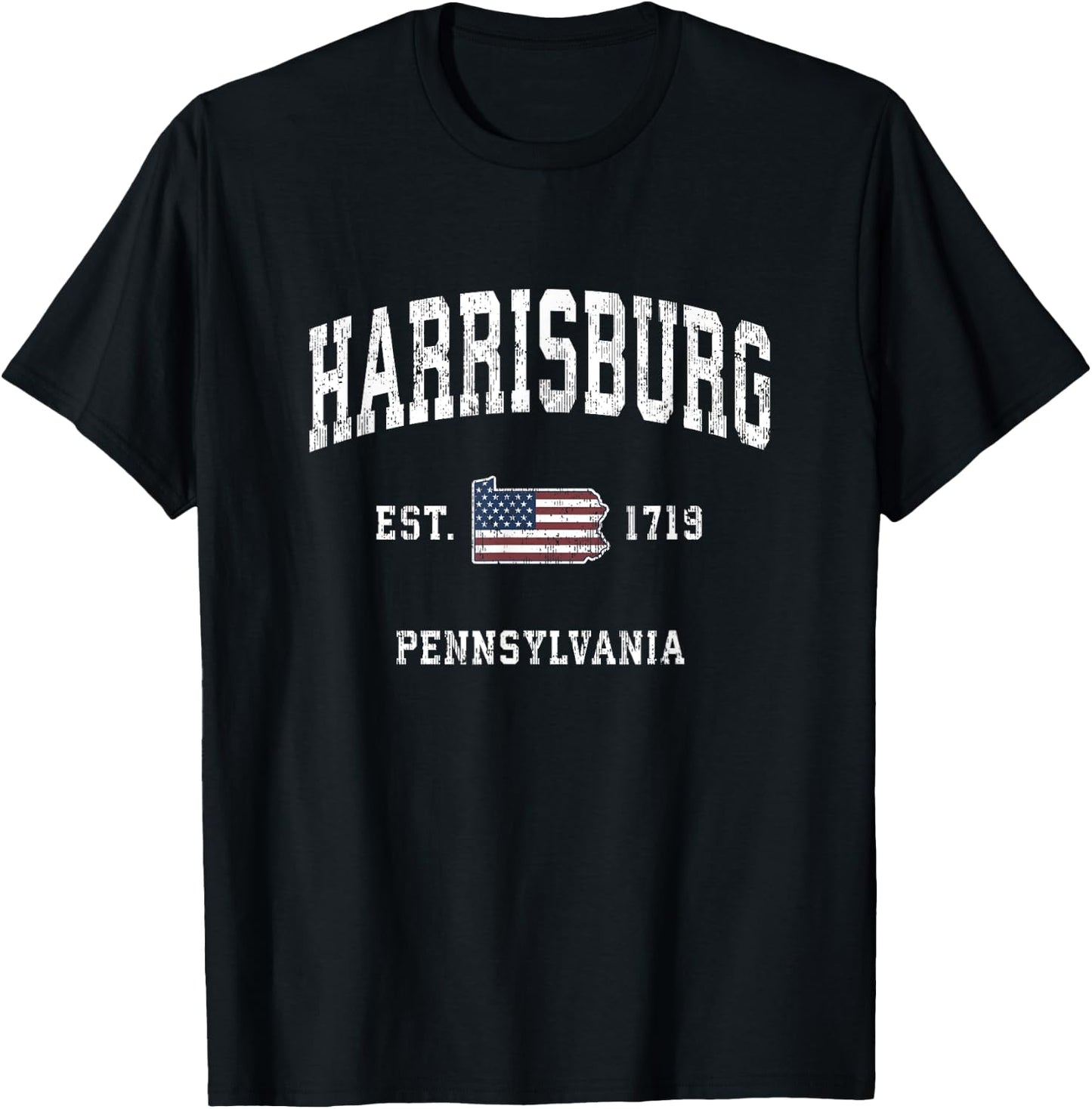 Harrisburg Pennsylvania PA Vintage American Flag Design T-Shirt - T-Shirt | Black