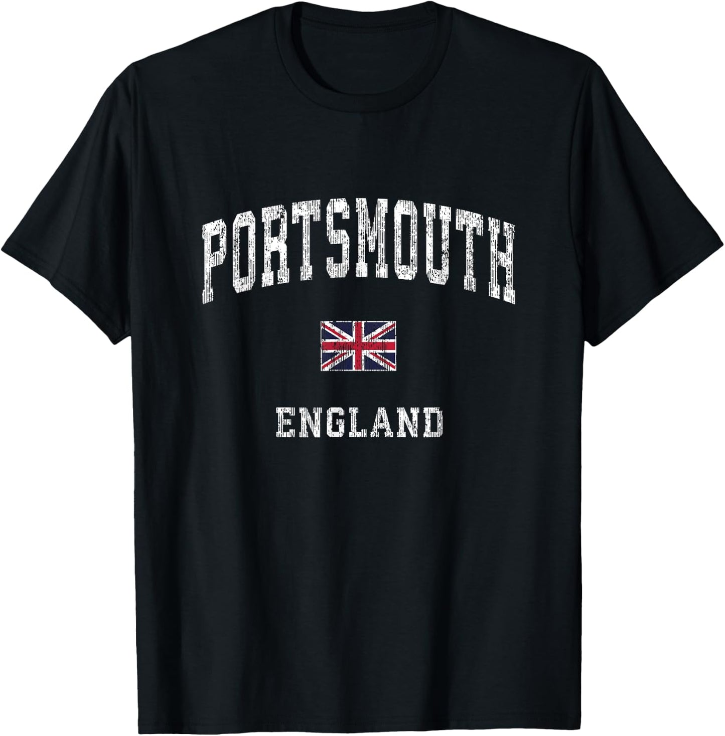 Portsmouth England Vintage Athletic Sports Design T-Shirt - T-Shirt | Black