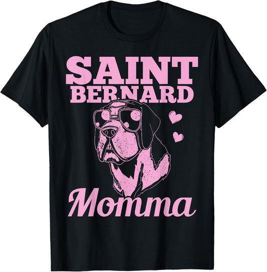 Saint Bernard Momma Dog Mom Mama Gift Men Women Girls Kids T-Shirt - T-Shirt | Black