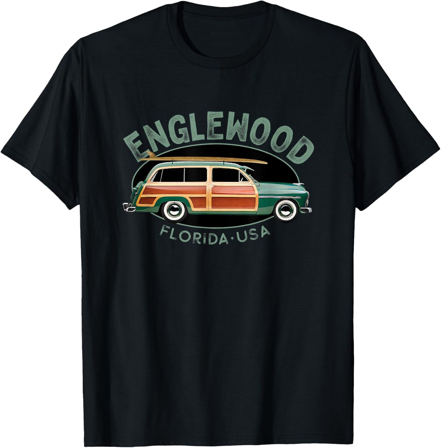 Englewood Florida Vintage surfing design T-Shirt - T-Shirt | Black