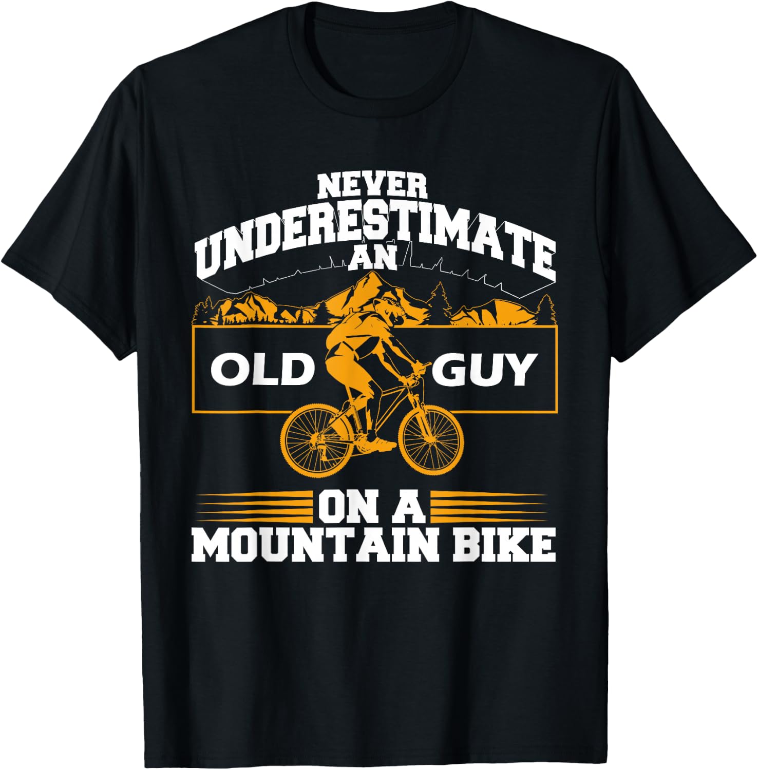 Funny Old Biker Mountain Bike Gift | Cute Bicycle Riders Men T-Shirt - T-Shirt | Black