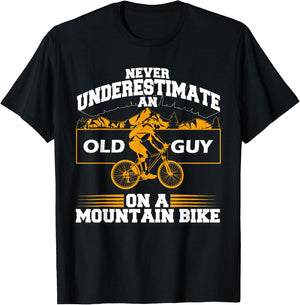 Funny Old Biker Mountain Bike Gift | Cute Bicycle Riders Men T-Shirt - T-Shirt | Black