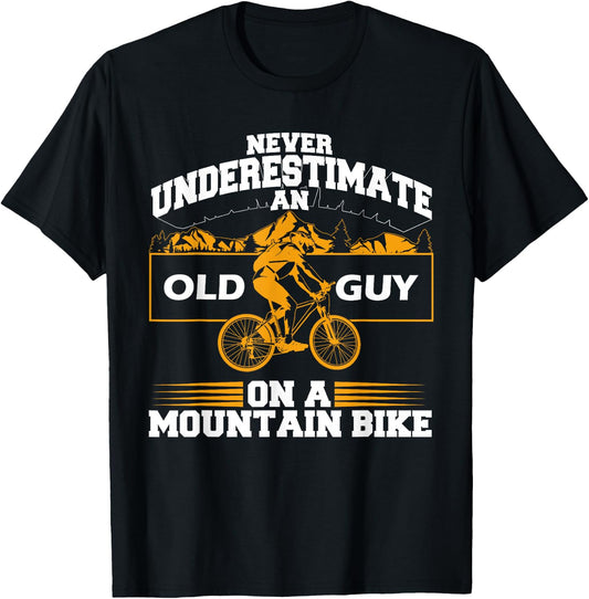 Funny Old Biker Mountain Bike Gift | Cute Bicycle Riders Men T-Shirt - T-Shirt | Black