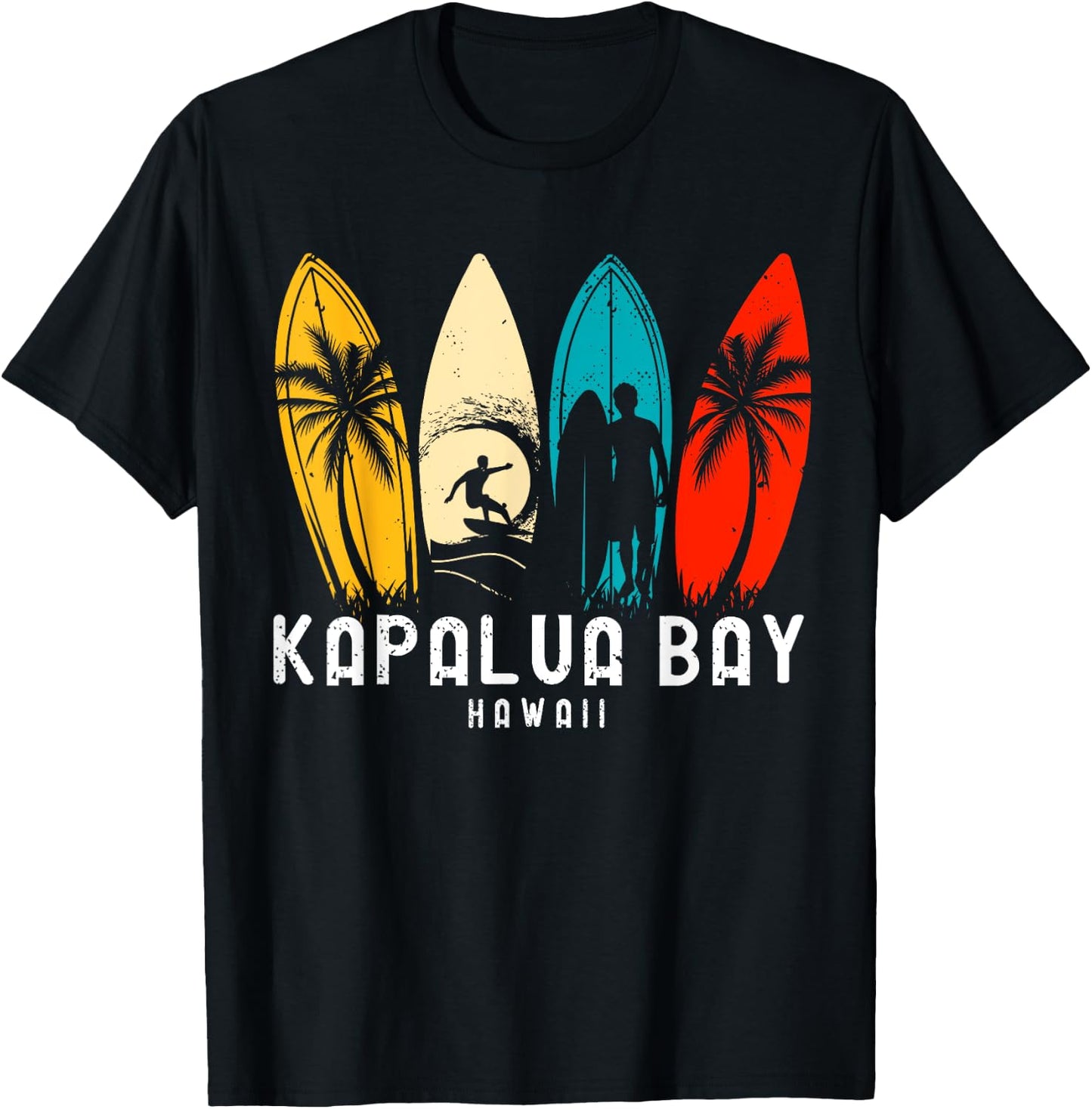 Retro Hawaii Kapalua Bay Surfboarder Design T-Shirt - T-Shirt | Black