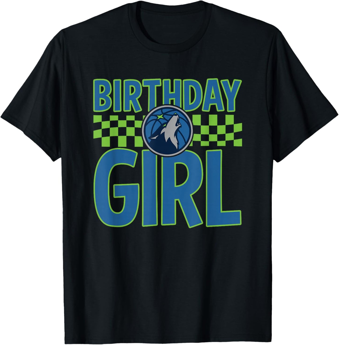 NBA Minnesota Timberwolves Birthday Girl Checkerboard Banner T-Shirt - T-Shirt | Black