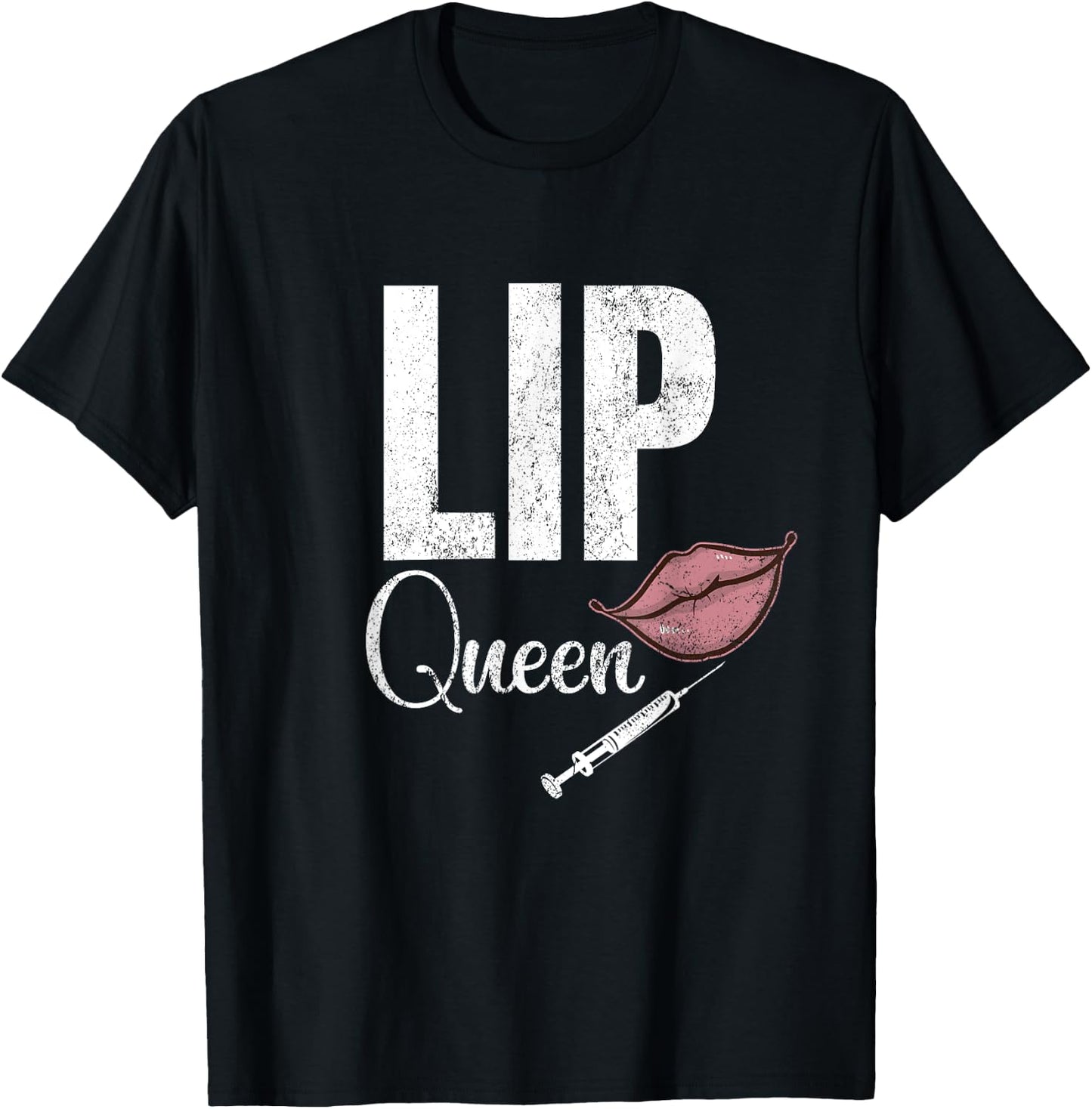 Vintage Lip Queen Injector Filler Aesthetic Nurse Injector T-Shirt - T-Shirt | Black