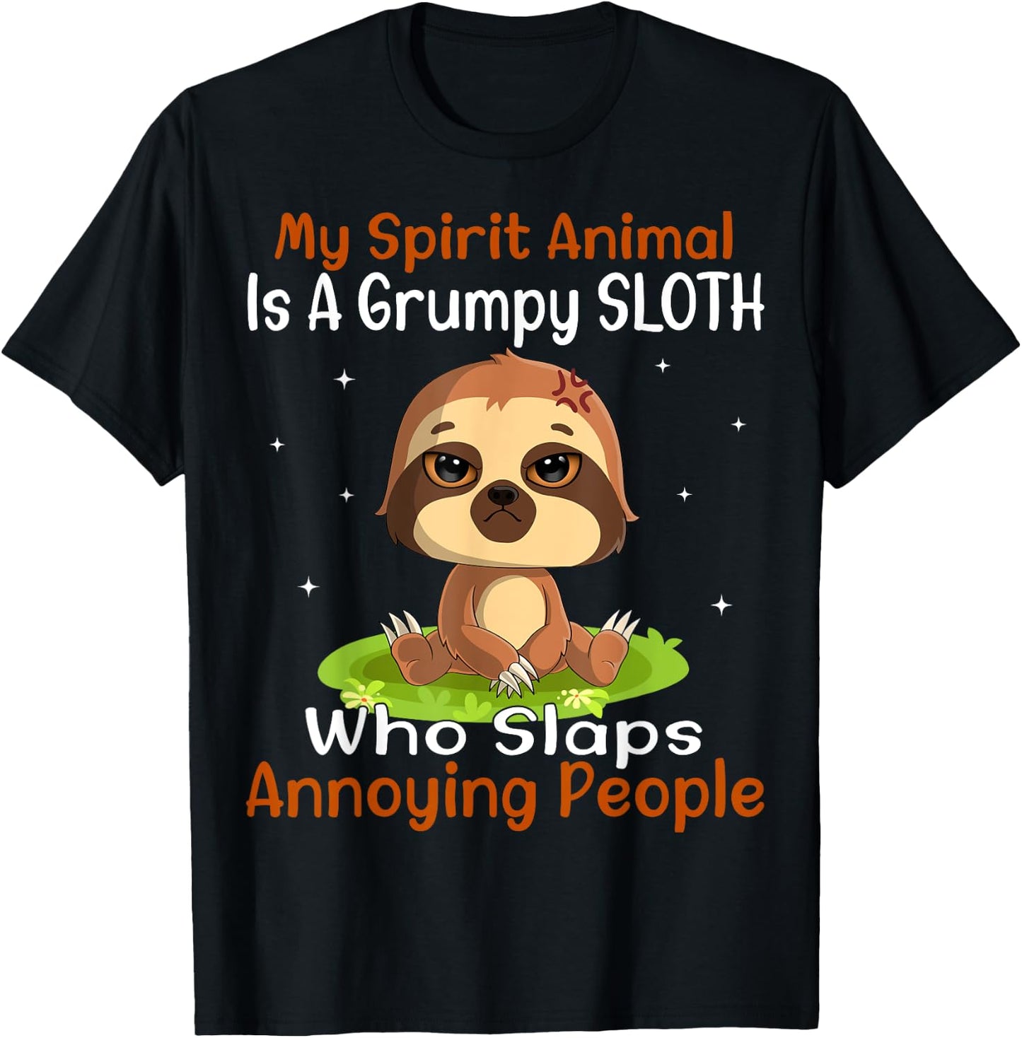 My Spirit Animal Is A Grumpy Sloth Cute Funny Sloth T-Shirt - T-Shirt | Black