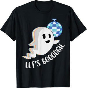 Let's Boogie Funny Cute Ghost Boo Groovy Disco Dance Pun T-Shirt - T-Shirt | Black