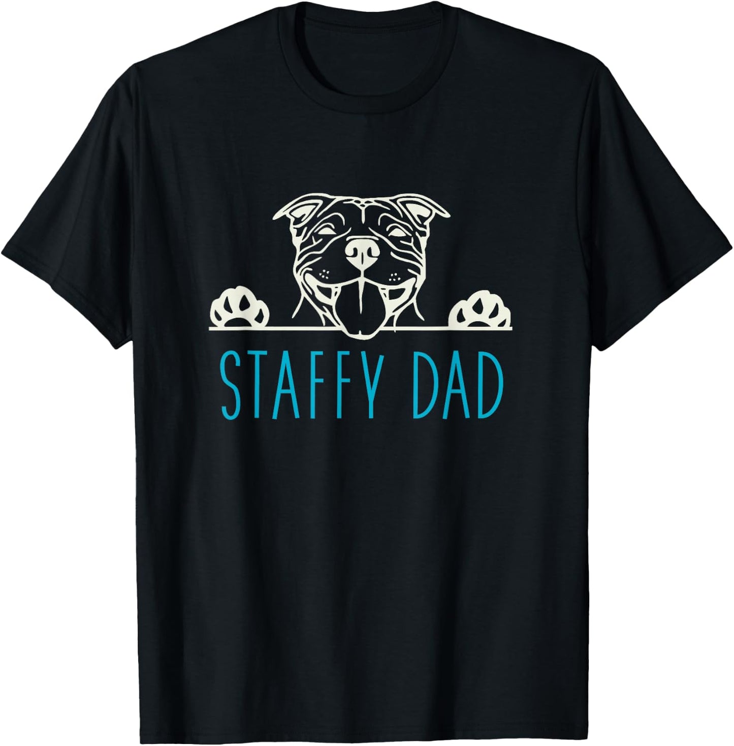 Staffy Dad with Staffordshire Bull Terrier Dog T-Shirt - T-Shirt | Black