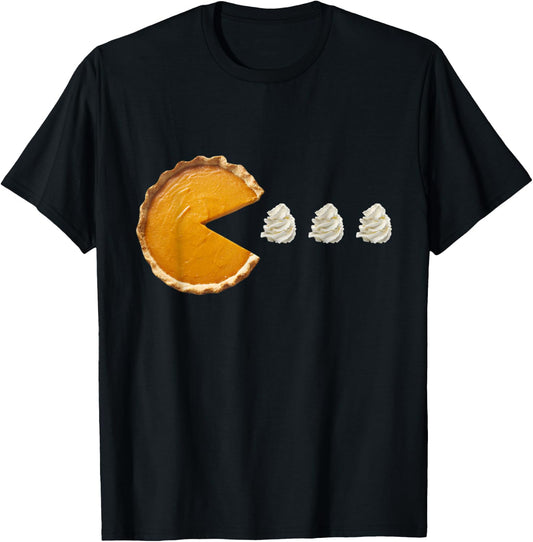 Pumpkin Pie Eating Running Whipped Cream Thanksgiving Day T-Shirt - T-Shirt | Black