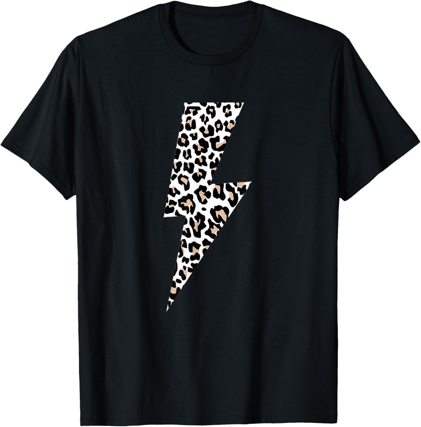 Leopard Lightning Bolt Cheetah Animal Print T-Shirt - T-Shirt | Black