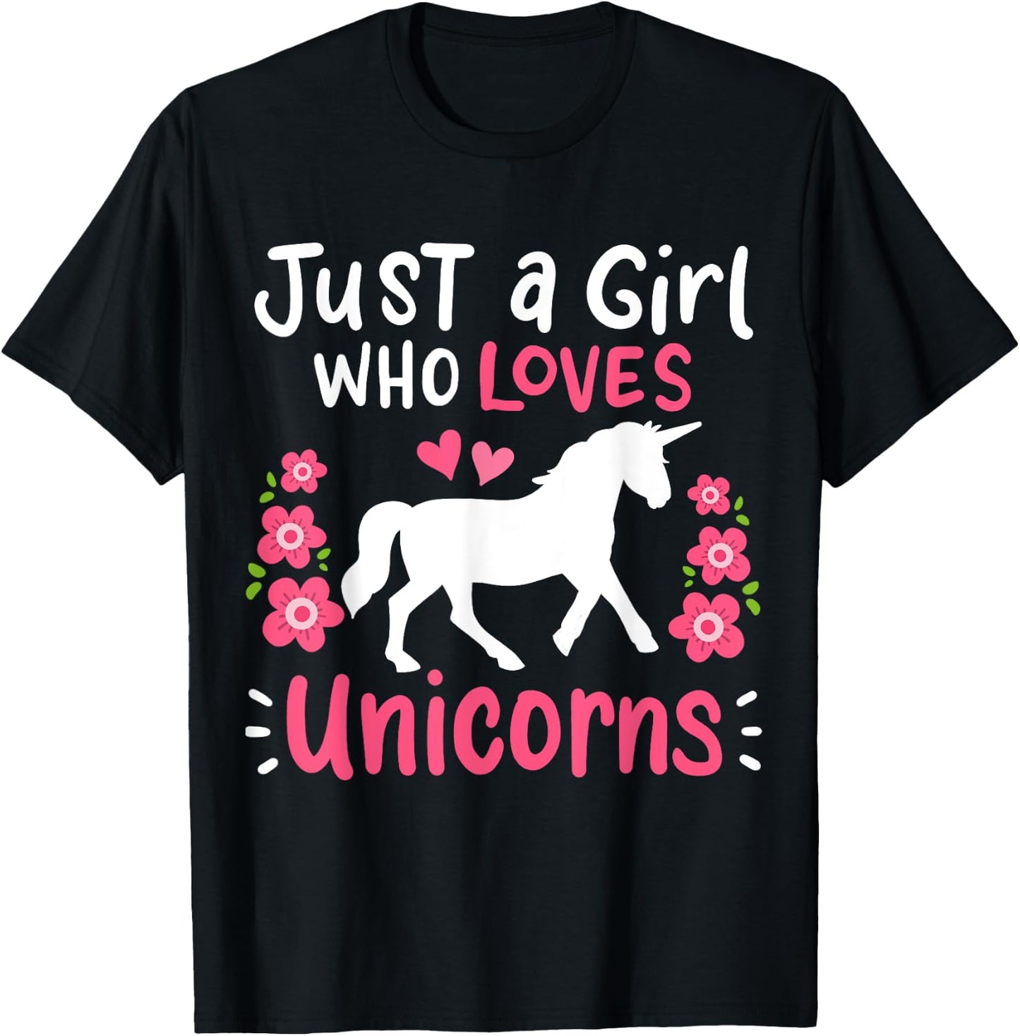 Unicorn Just A Girl Who Loves Unicorns Gift T-Shirt - T-Shirt | Black