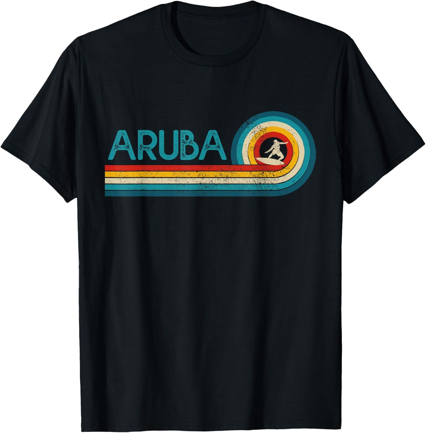 Aruba Surf Vintage Beach Surfer Surfing Gift T-Shirt - T-Shirt | Black