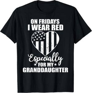 Red Friday For My Granddaughter Military Troop Deployed Wear T-Shirt - T-Shirt | Black