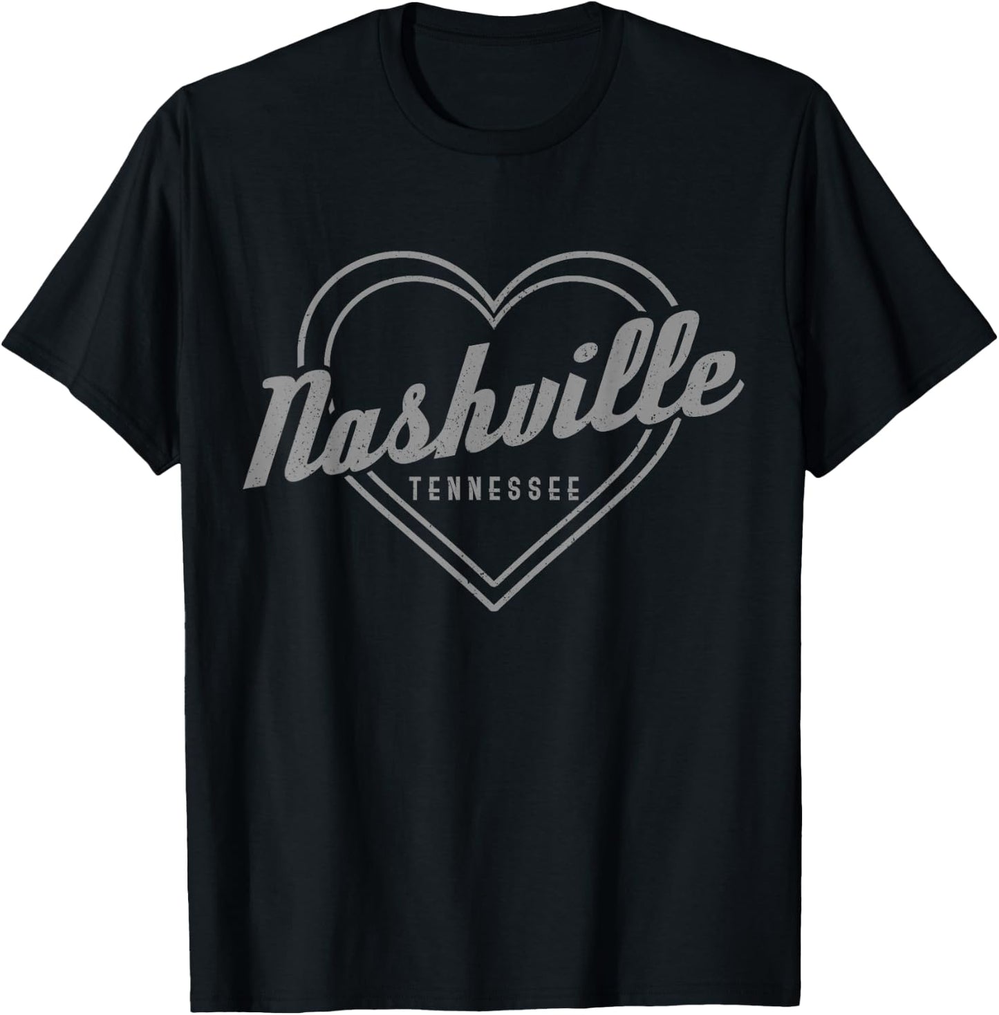 Nashville Tennessee Country Music City Heart Gift Vintage T-Shirt - T-Shirt | Black
