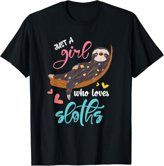 Just A Girl Who Loves Sloth T-Shirt - T-Shirt | Black