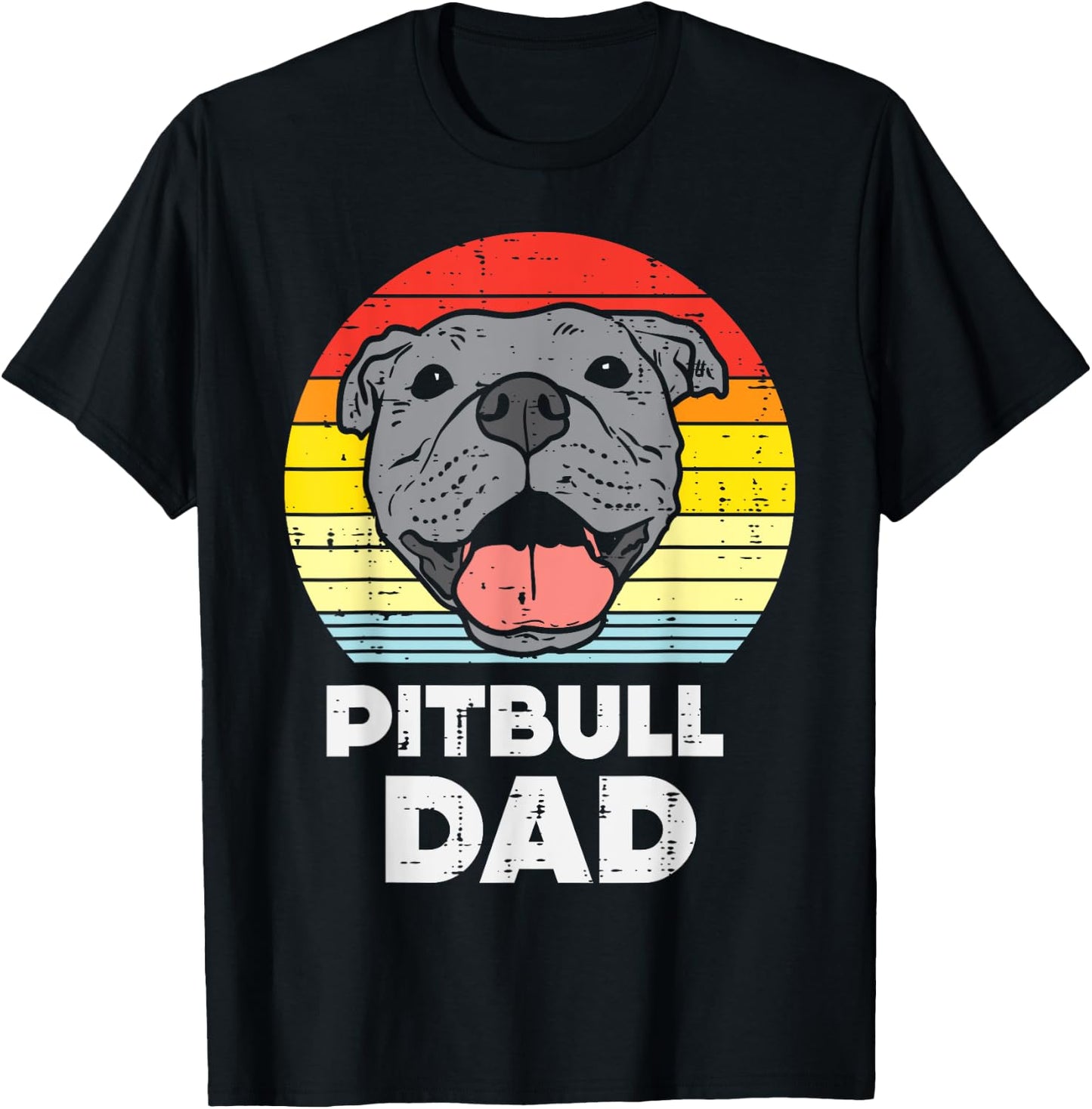 Pitbull Dad Sunset Retro Pittie Pitty Pet Dog Owner Men Gift T-Shirt - T-Shirt | Black