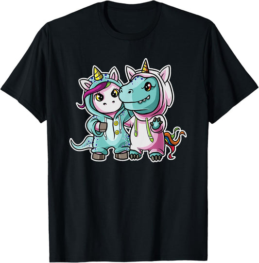 Unicorn T-Rex Best Friends Dinosaur Costume T-Shirt - T-Shirt | Black