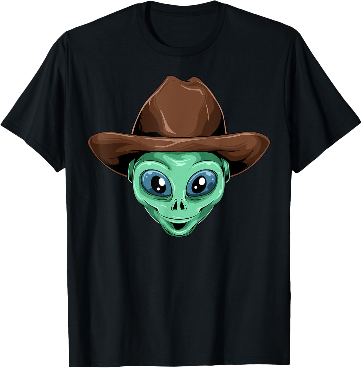Alien Cowboy Hat UFO Believers Outer Space Cowboy Alien T-Shirt - T-Shirt | Black