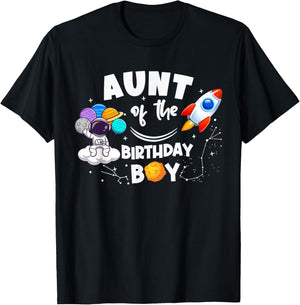 Aunt of The Birthday Boy Space Astronaut Birthday Family T-Shirt - T-Shirt | Black