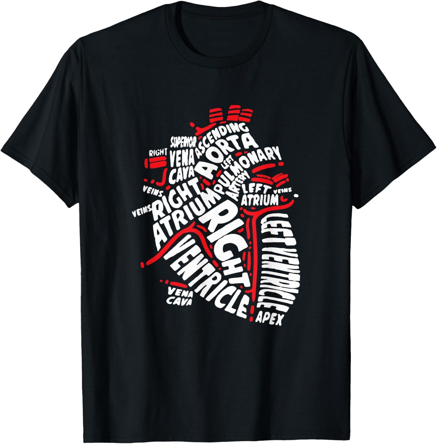 Anatomical Heart Medical Parts of Heart Anatomy T-Shirt - T-Shirt | Black
