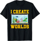 Funny Aquascaping Gifts Fishes Aquascaping Aquarium Fish Keeper I Create Worlds -Adults Black Small Classic Fit Short Sleeve T-Shirt - T-Shirt | Black