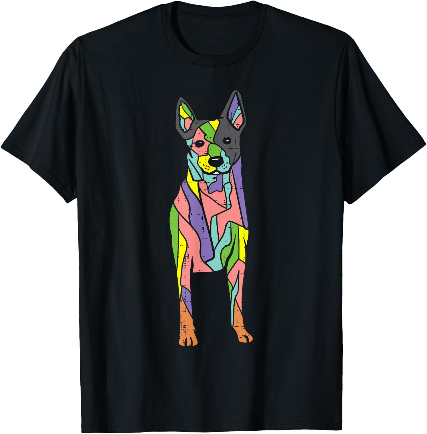 Colorful Heeler Cute Blue Red Australian Cattle Dog Art Gift T-Shirt - T-Shirt | Black