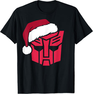 Transformers Christmas Autobots Santa Hat Logo T-Shirt - T-Shirt | Black
