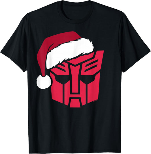 Transformers Christmas Autobots Santa Hat Logo T-Shirt - T-Shirt | Black