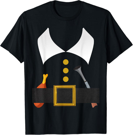 Mr pilgrim Hunter Turkey Leg costume Thanksgiving Boys T-Shirt - T-Shirt | Black