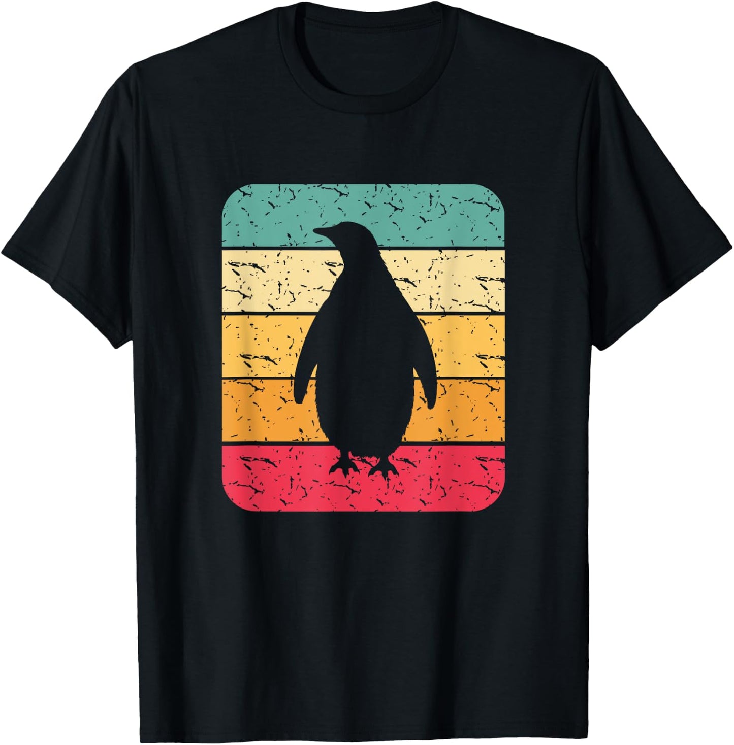 Retro Penguin Lover Gift Penguin Heart Silhouette Gifts T-Shirt - T-Shirt | Black