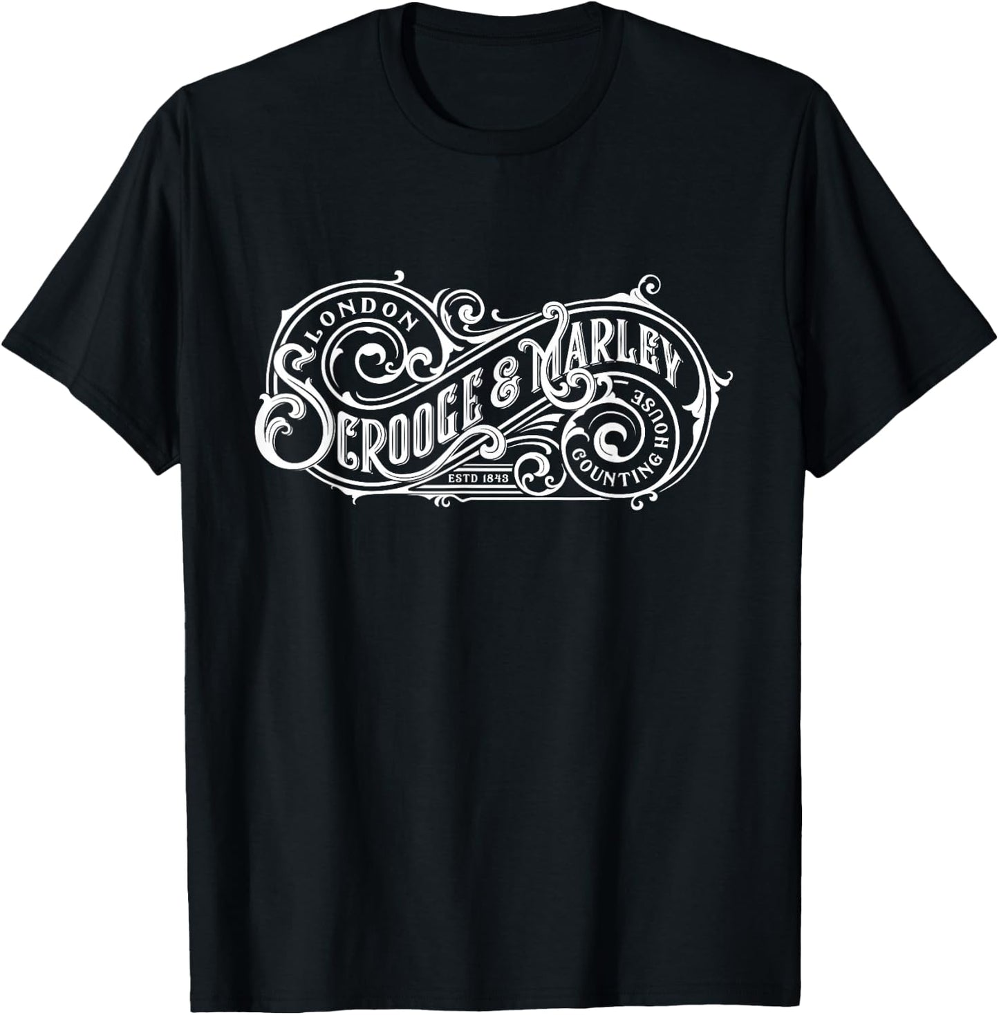Christmas Carol Scrooge and Marley Counting House Gift T-Shirt - T-Shirt | Black