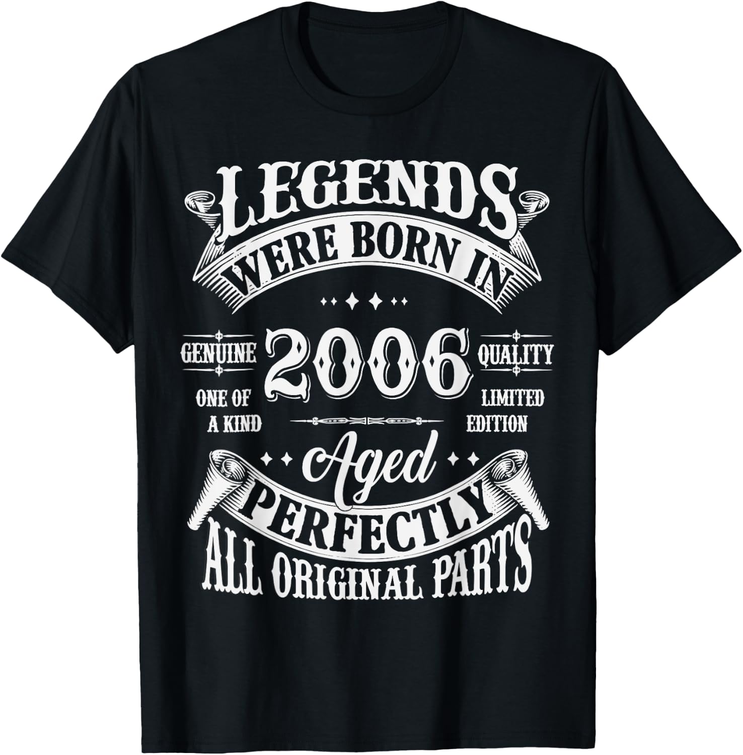 19th Birthday 19 Years Old Vintage Legends Born In 2006 T-Shirt - T-Shirt | Black