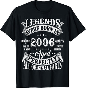 19th Birthday 19 Years Old Vintage Legends Born In 2006 T-Shirt - T-Shirt | Black