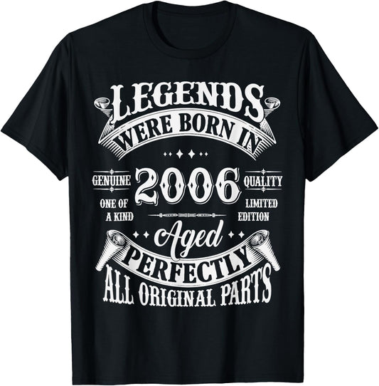 19th Birthday 19 Years Old Vintage Legends Born In 2006 T-Shirt - T-Shirt | Black
