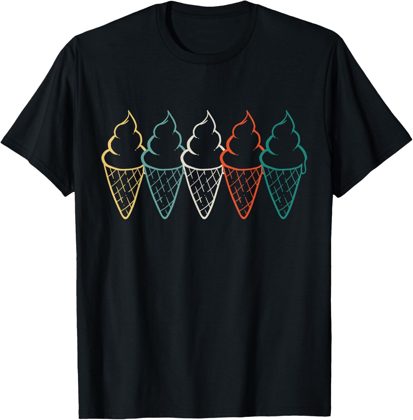 Ice Cream Cones Retro T-Shirt - T-Shirt | Black