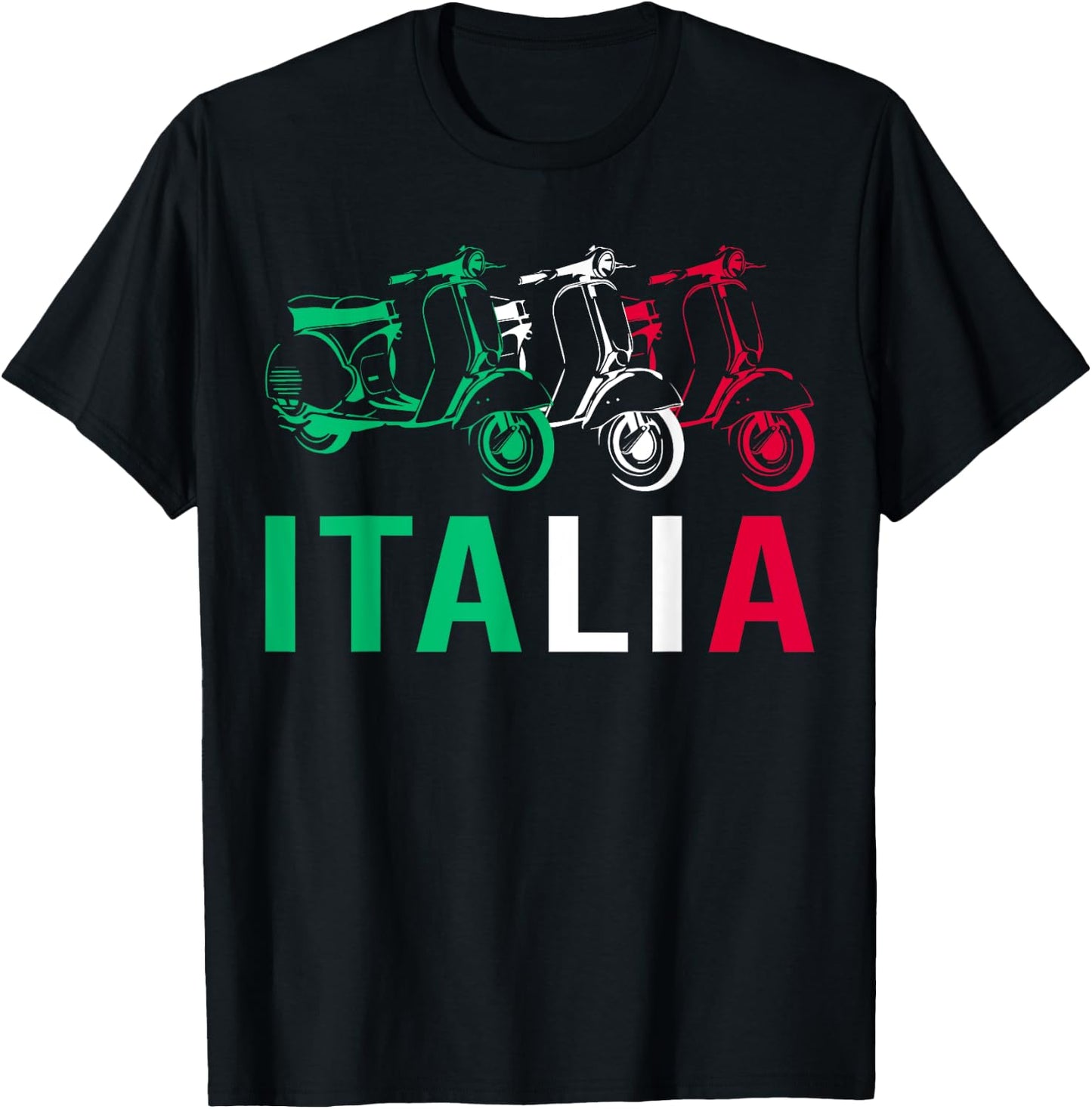 Italia Vintage Scooter Funny Italian Flag Scoot Lover Gift T-Shirt - T-Shirt | Black