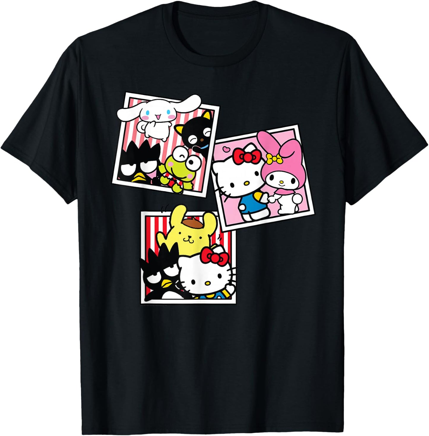 Hello Kitty And Friends Photo Booth Fun Short Sleeve T-Shirt - T-Shirt | Black