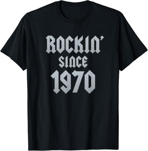 55 Year Old Rockin' Since 1970 55th Birthday T-Shirt - T-Shirt | Black