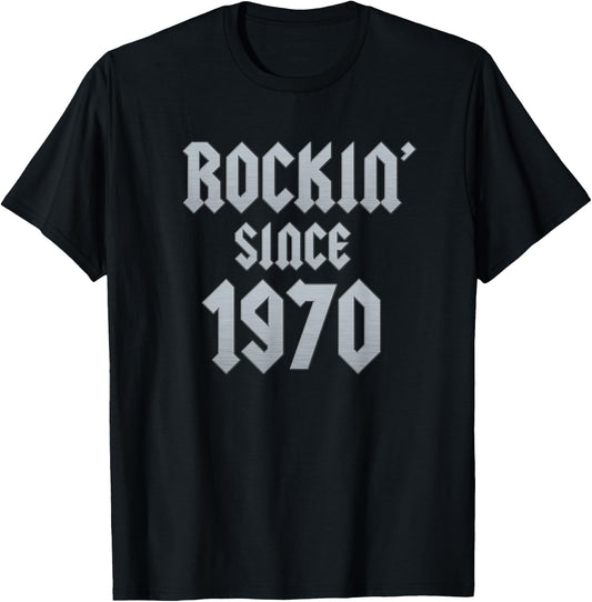 55 Year Old Rockin' Since 1970 55th Birthday T-Shirt - T-Shirt | Black