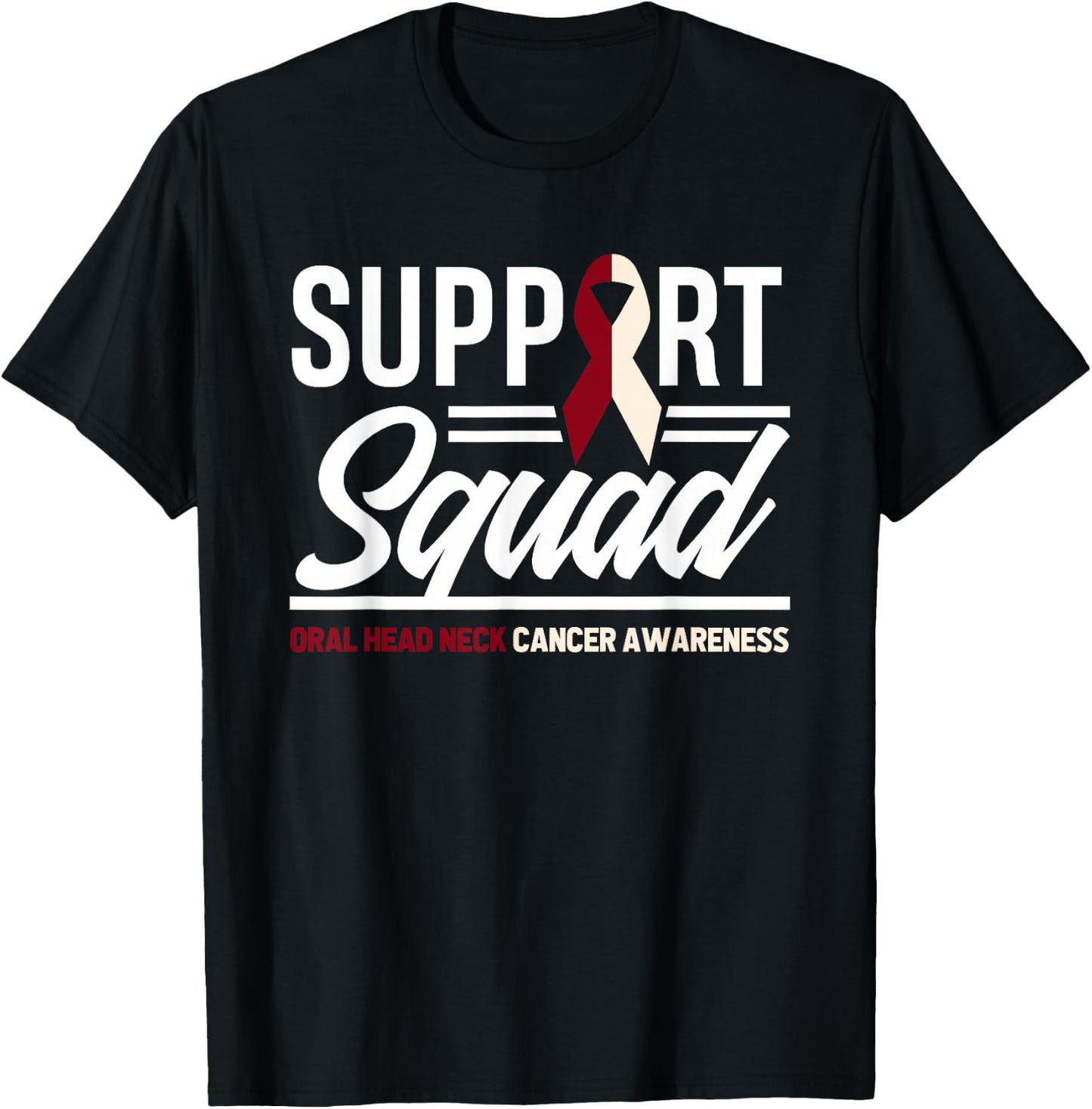 Support Squad Throat Oral Head & Neck Cancer Awareness T-Shirt - T-Shirt | Black
