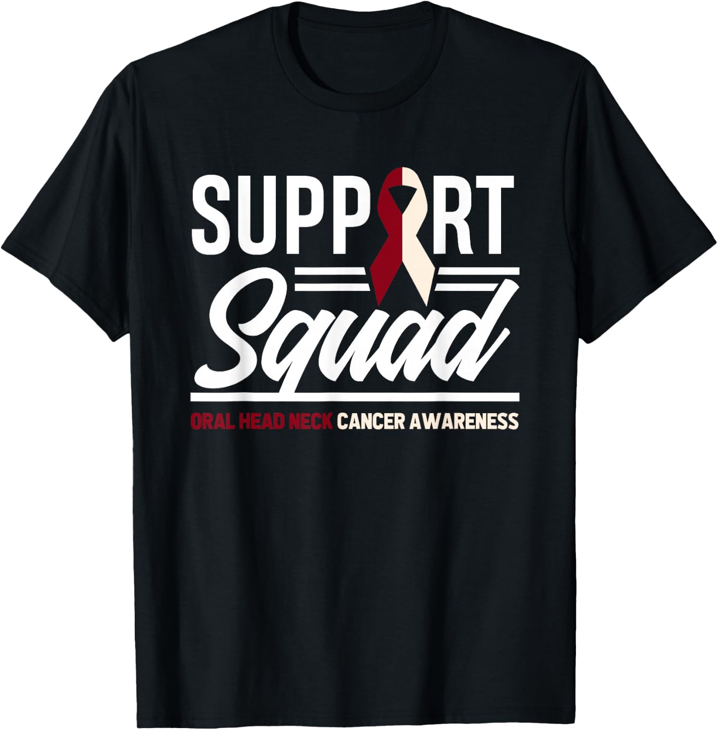 Support Squad Throat Oral Head & Neck Cancer Awareness T-Shirt - T-Shirt | Black