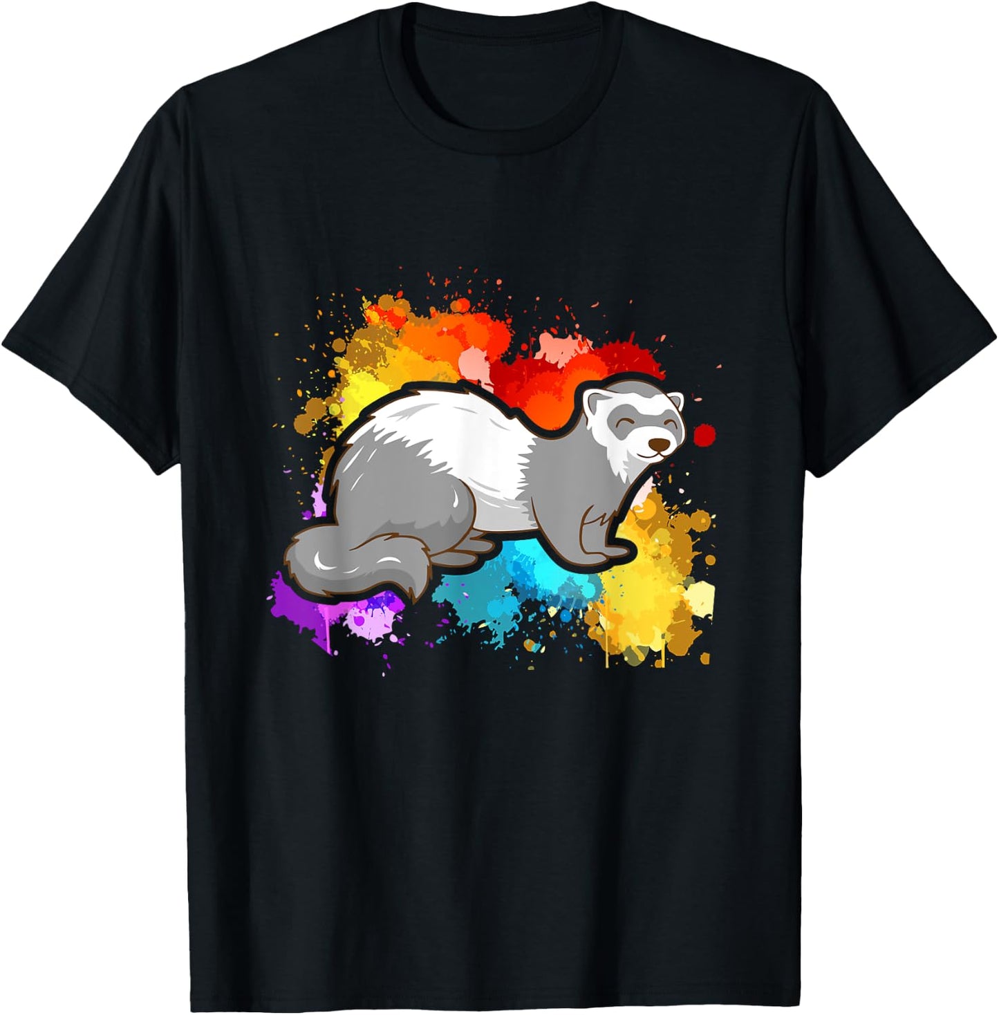 Colorful Ferret T-Shirt - T-Shirt | Black