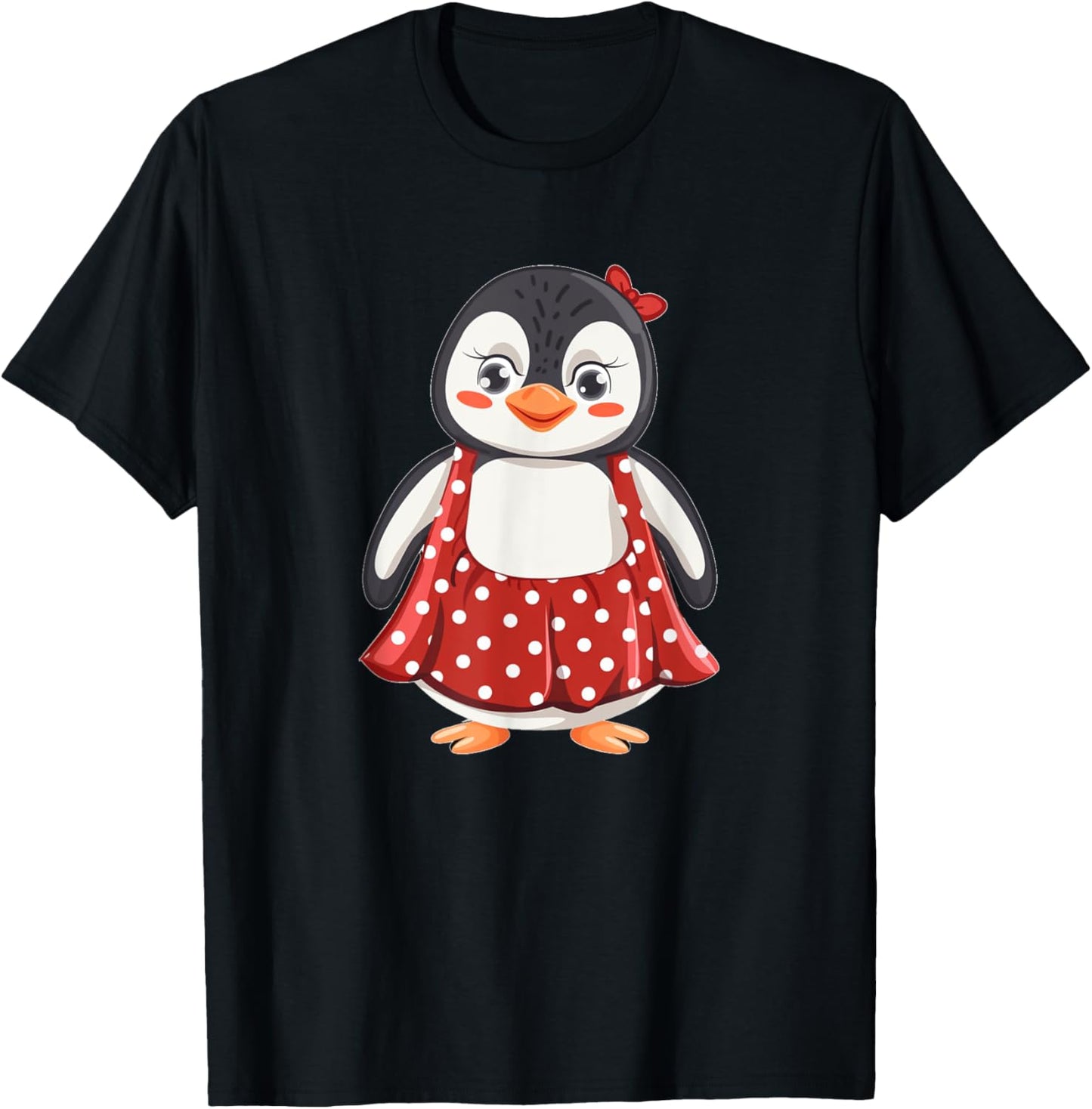 Cute Polka Dot Penguin for Dress and Penguins Lovers T-Shirt - T-Shirt | Black