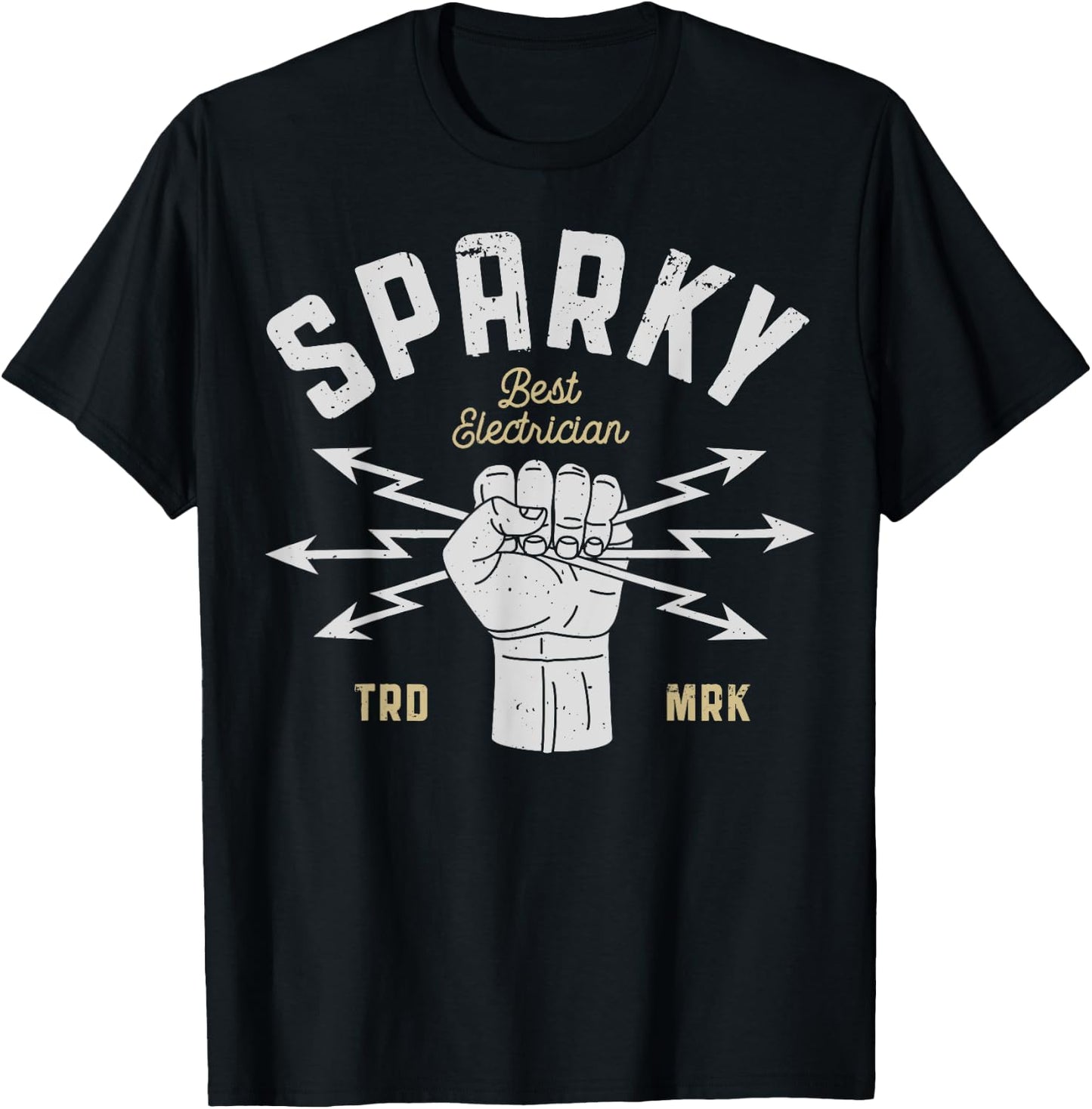 Sparky Electrician Funny Lineman Dad Retro Vintage Novelty T-Shirt - T-Shirt | Black